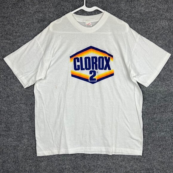 Vintage Clorox Bleach‎ Clorox 2 Parody Tee Shirt Single Stitch SZ XL - Picture 1 of 9